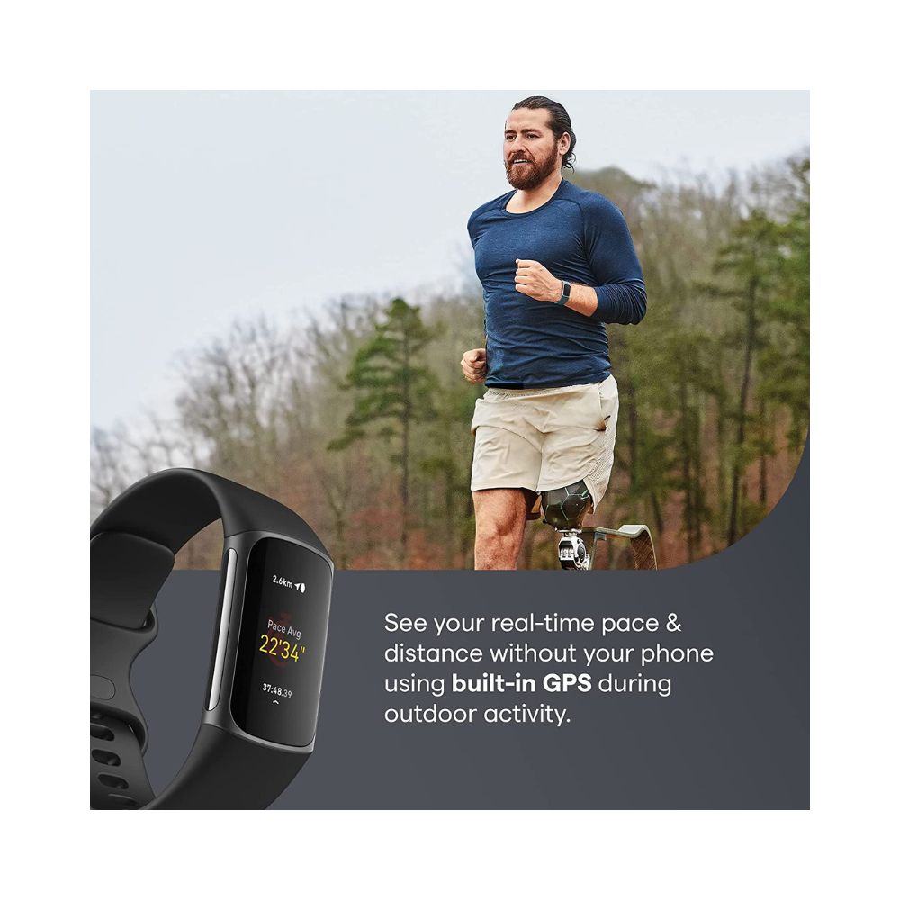 Fitbit Charge 5 Advanced Health & Fitness Tracker, One Size (S & L Bands Included)- Black