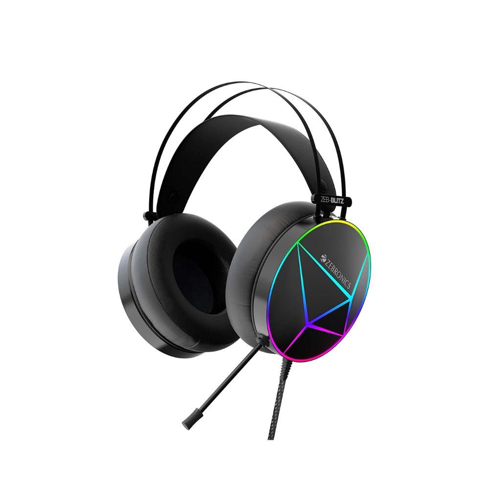 ZEBRONICS Zeb-Blitz USB Gaming Headphone with Dolby Atmos, Padded Headband and Ear Cushions-(Black)