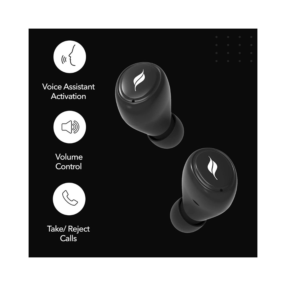 Leaf Dots 2 Bluetooth Truly Wireless in Ear Earbuds with Mic (Carbon Black)