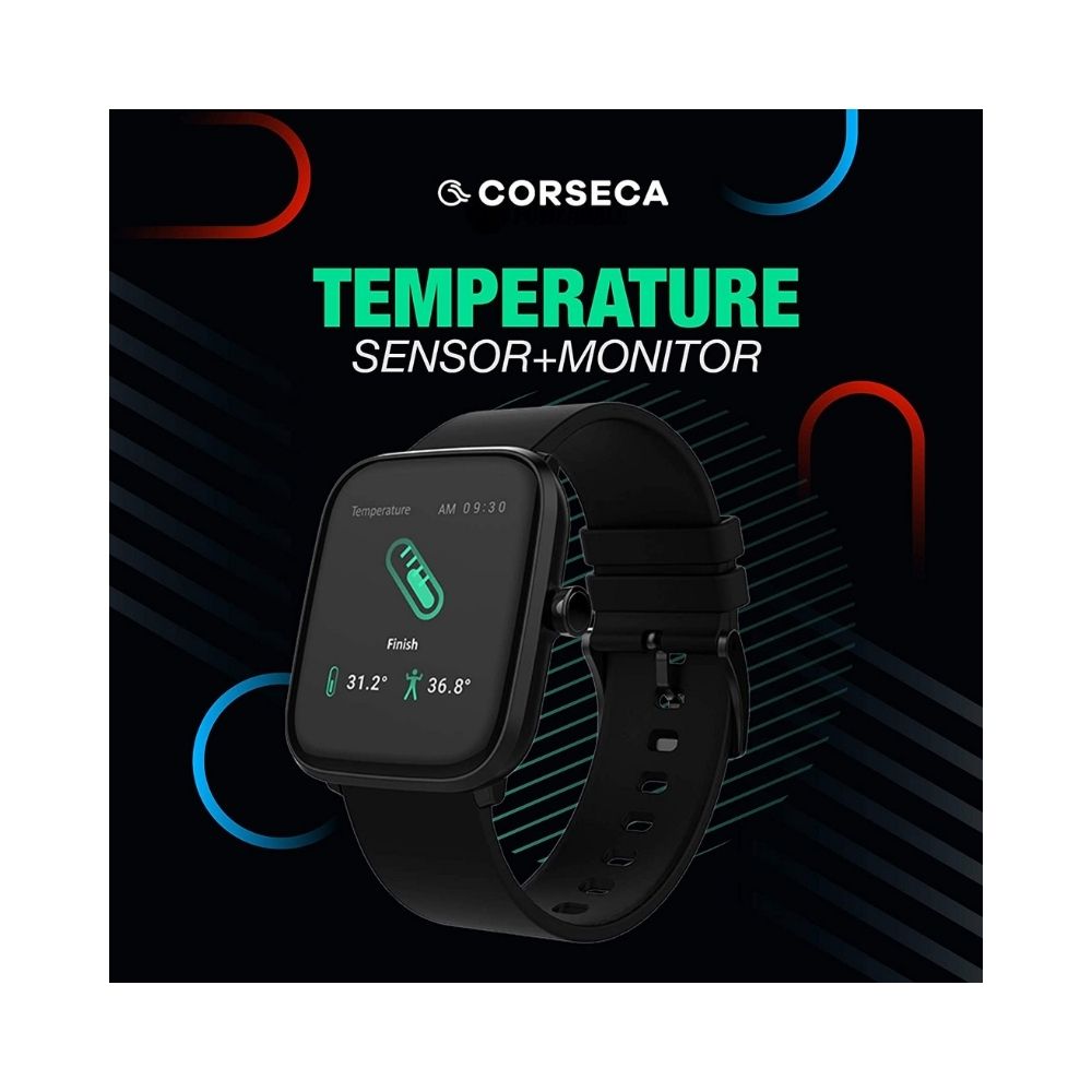 Corseca Fittex Plus Bluetooth Smart Watch, Black, Large (DMW6095)