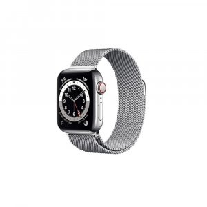 Apple Watch Series 6 GPS + Cellular M06U3HN/A 40 mm Silver Stainless Steel Case with Silver Milanese Loop  (Silver Strap, Regular)