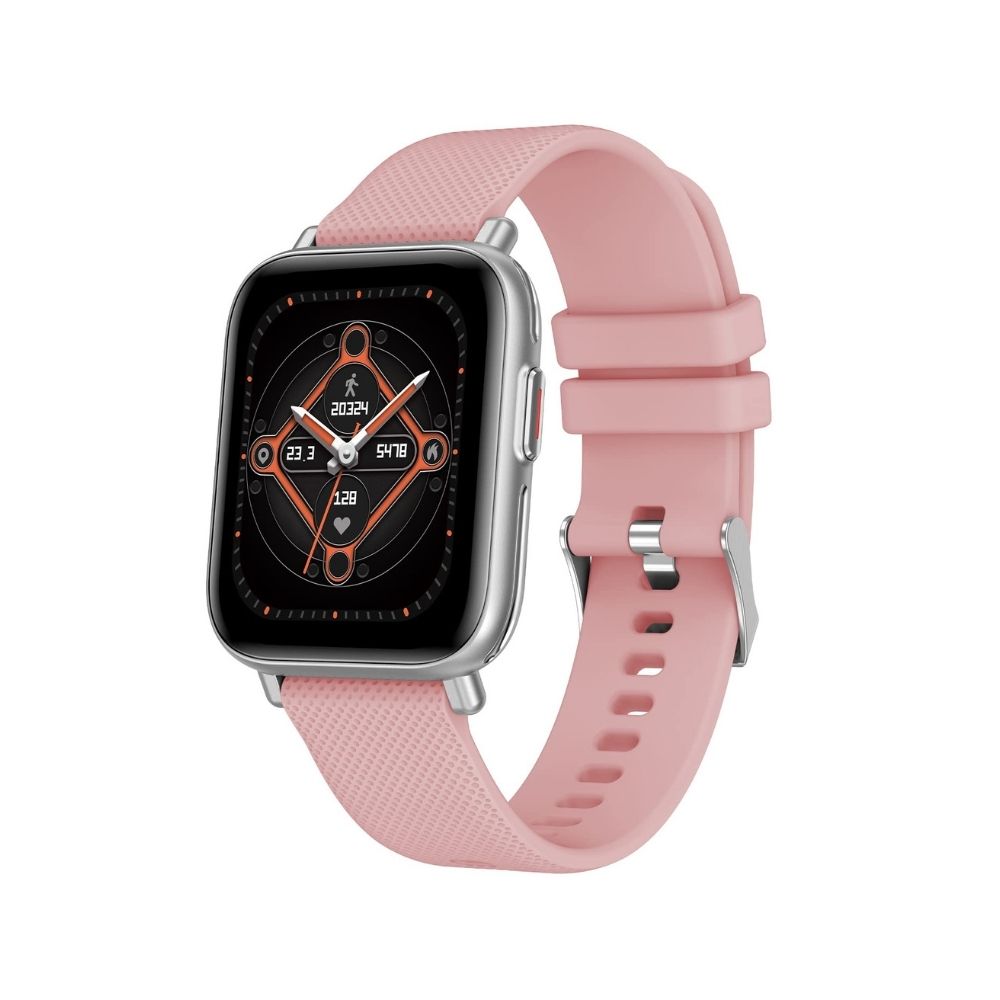 Crossbeats Ignite Pro smartwatch with Body Temperature Sensor, 1.7” HD 500 Nits Brightness Display - Blush Pink