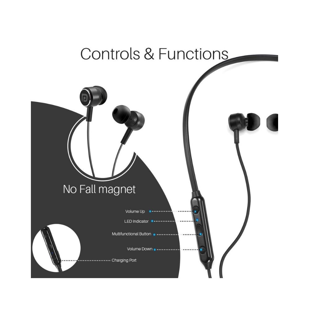 Portronics Harmonics One POR-1119 Wireless Bluetooth 5.0 Sports Headset with High Bass-Black