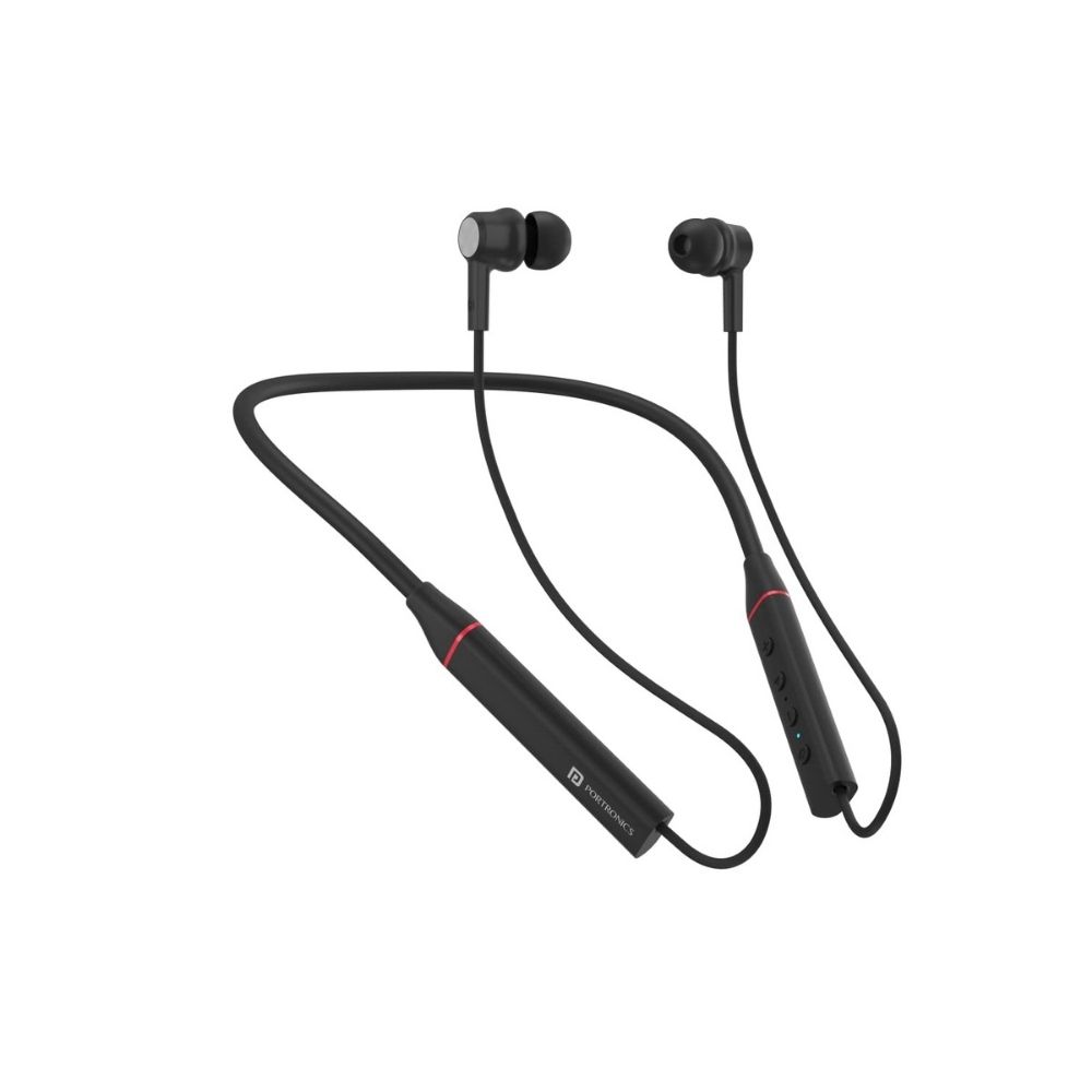 Portronics Harmonics 400 Bluetooth Wireless Sports Headset, Type-C Charging Port-(Black)