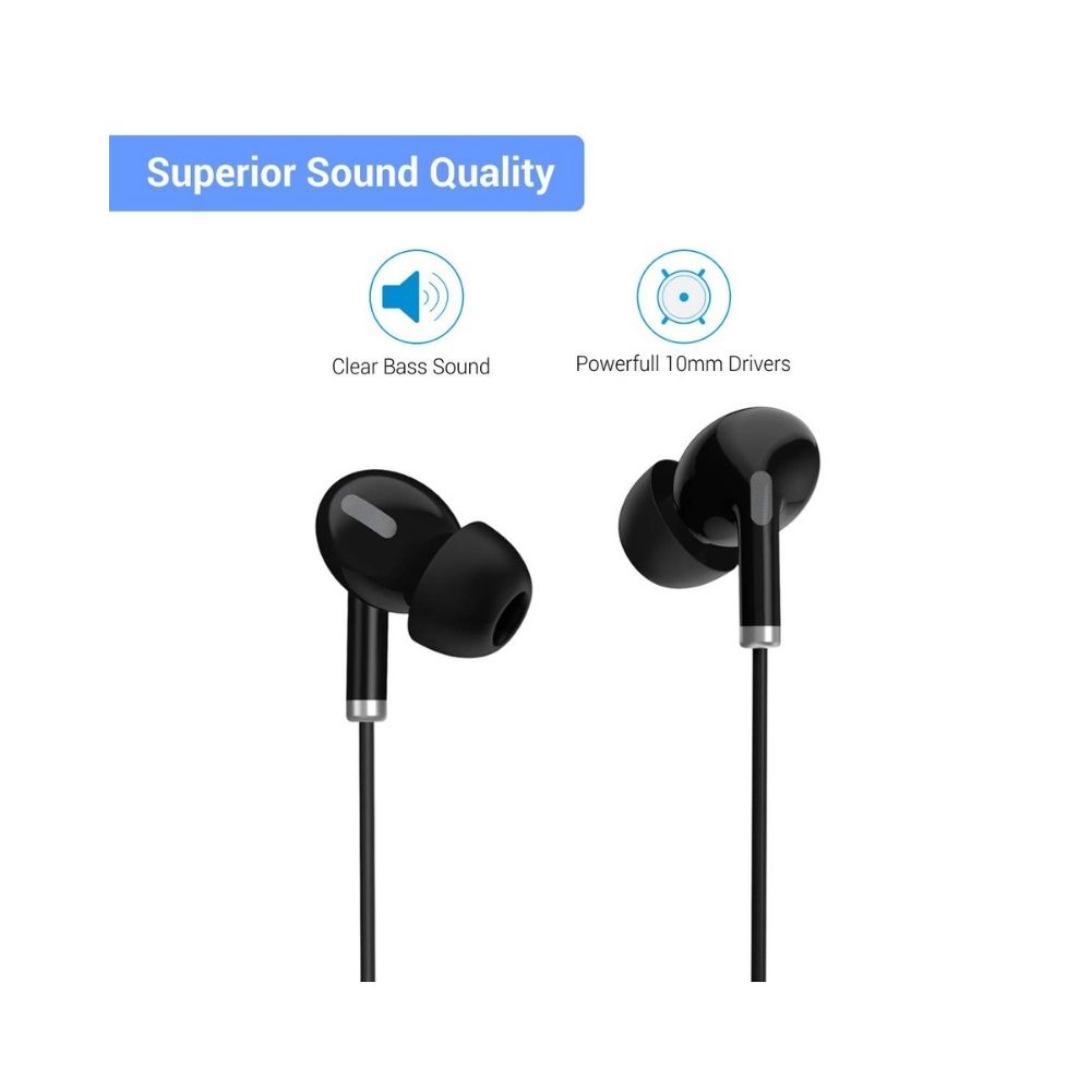 Portronics Conch Delta POR-1155 in-Ear Wired Earphone, 1.2m Tangle Free Cable-(Black)