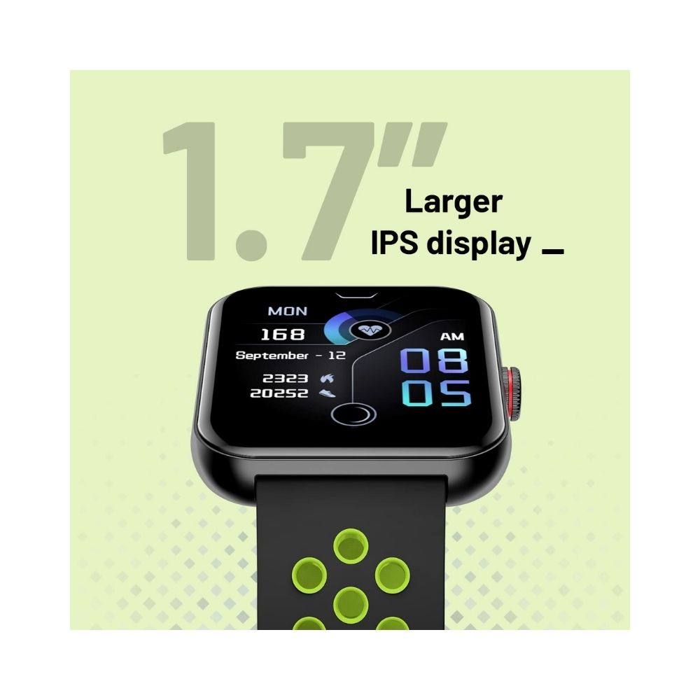 Crossbeats Ignite S3 Bluetooth Calling & Spo2 Smartwatch AI Voice Assistant, 1.7” HD IPS Display & Ultra-Thin Metal Body - Sporty Green