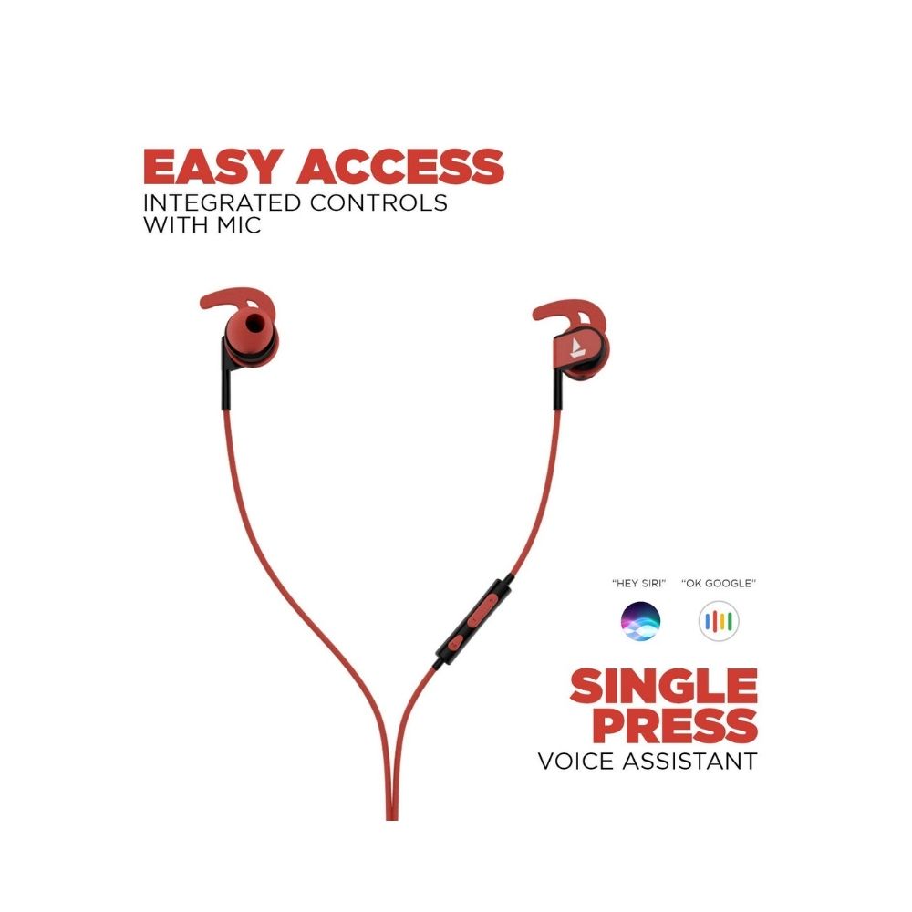 boAt Bassheads 242 Wired Earphones (Red, In the Ear)