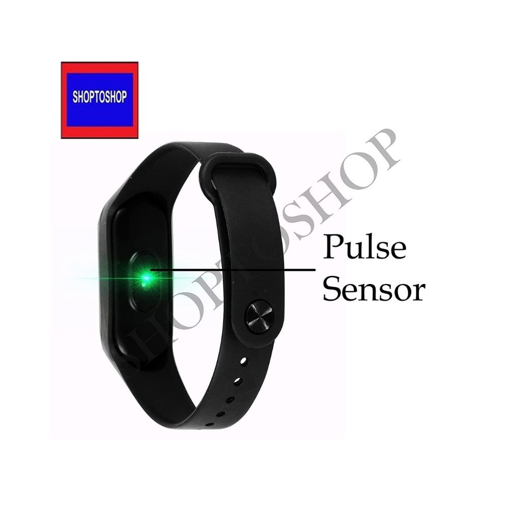 SHOPTOSHOP Heart Rate Activity Tracker Smart Band Fitness Tracker Watch- Black