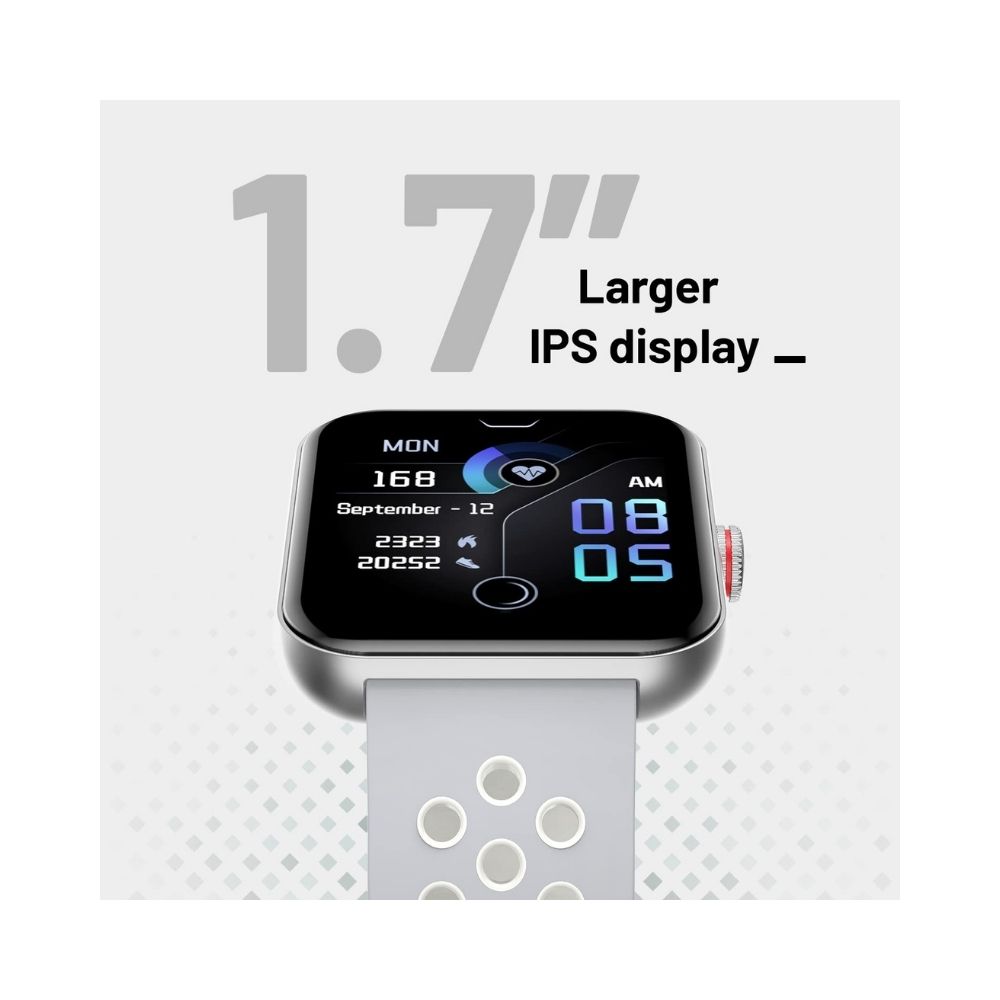 Crossbeats Ignite S3 Bluetooth Calling & Spo2 Smartwatch AI Voice Assistant, 1.7” HD IPS Display & Ultra-Thin Metal Body - (Sporty Grey)