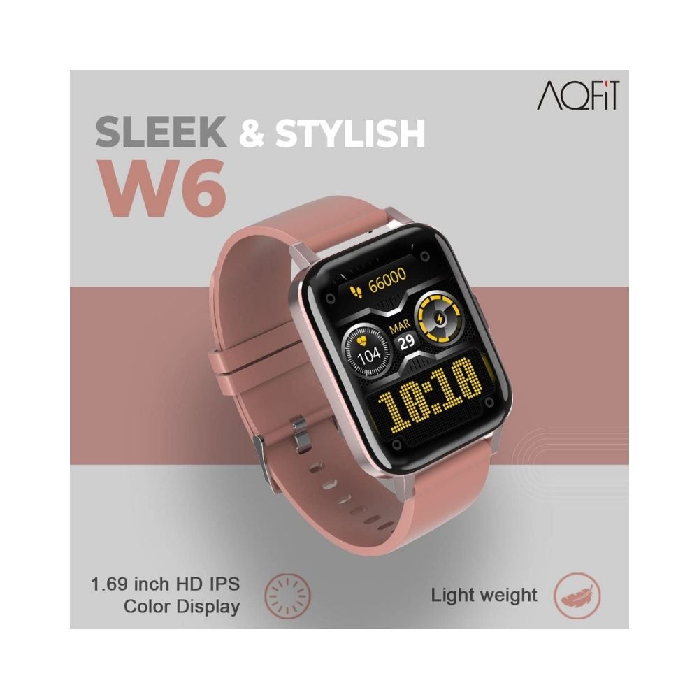 AQFIT W6 Smartwatch IP68 Water Resistant for Men and Women - Rose Gold