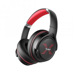 Tribit XFree Go Over Ear Bluetooth Headphones with Mic, Wireless Headset HiFi Sound-(Black &amp; Red)