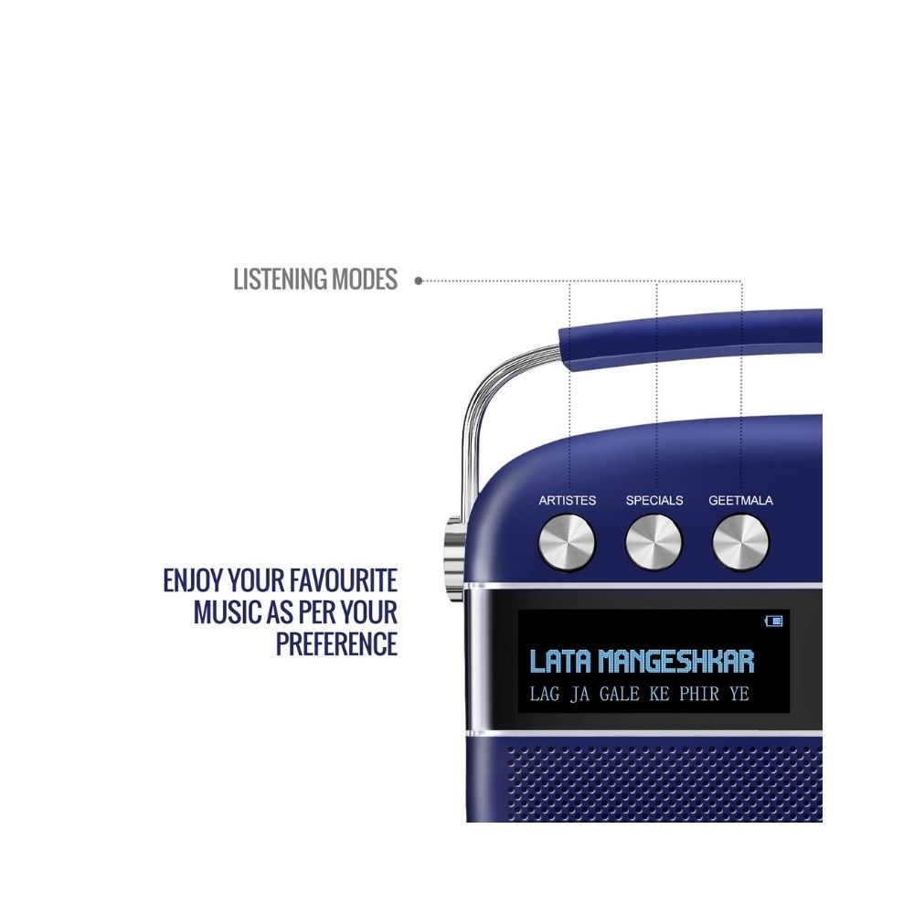 Saregama Carvaan Premium Hindi - Portable Music Player with 5000 Preloaded Songs, FM/BT/AUX-(Royal Blue)