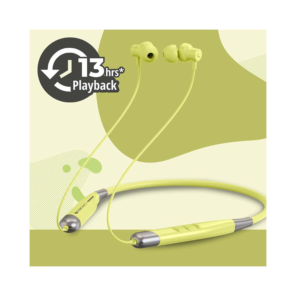 ZEBRONICS Zeb-Symphony Wireless Neckband Earphone with BT v5.2, Type C Charging-(Green)