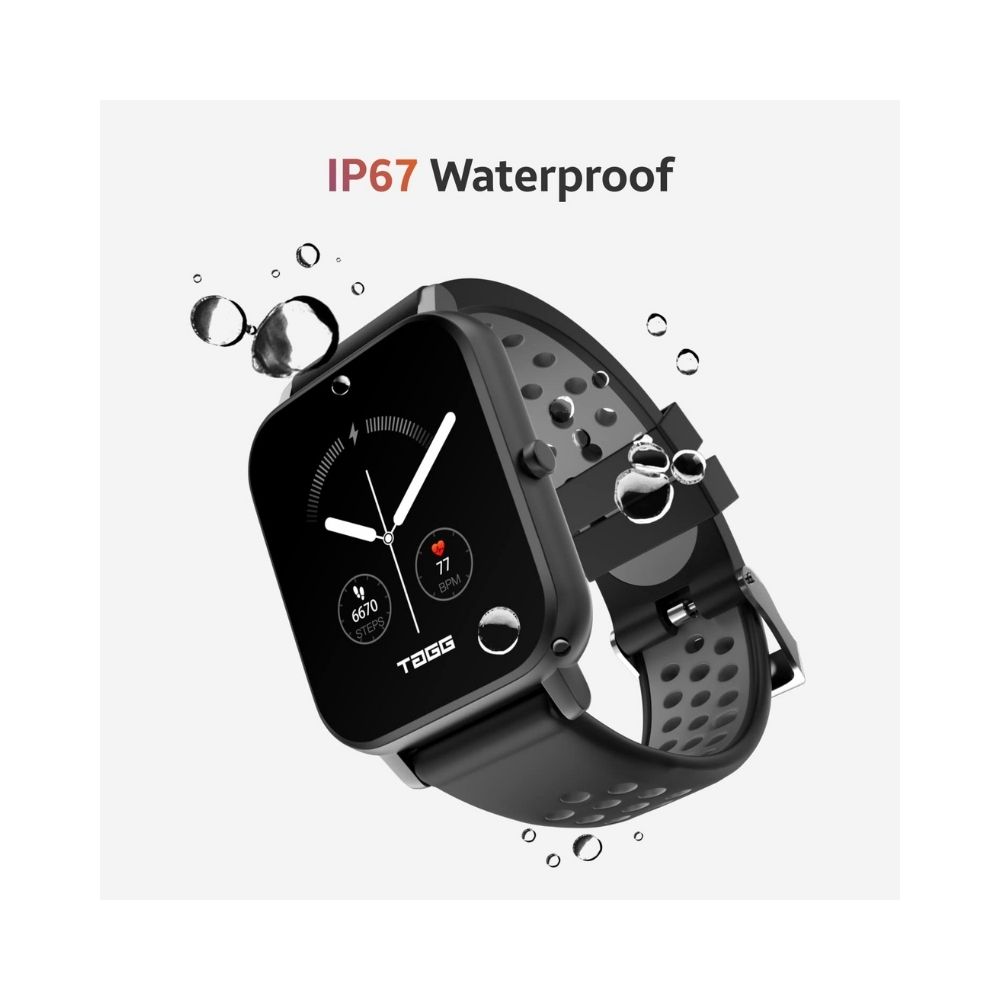 TAGG Verve Sense Smartwatch with 1.70'' Large Display - Black Grey, Standard