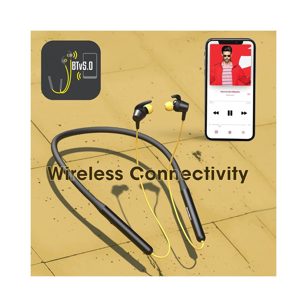 Zebronics Zeb Yoga 90 Plus Wireless in-Ear Neckband Earphone Supporting Bluetooth 5.0-(Yellow)