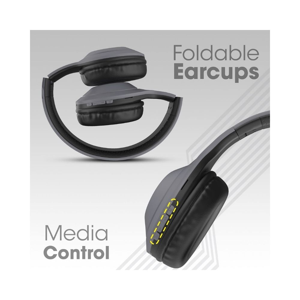 Zebronics Zeb Duke 101 Wireless Headphone with Mic, Supporting Bluetooth 5.0, AUX Input Wired Mode-(Grey)