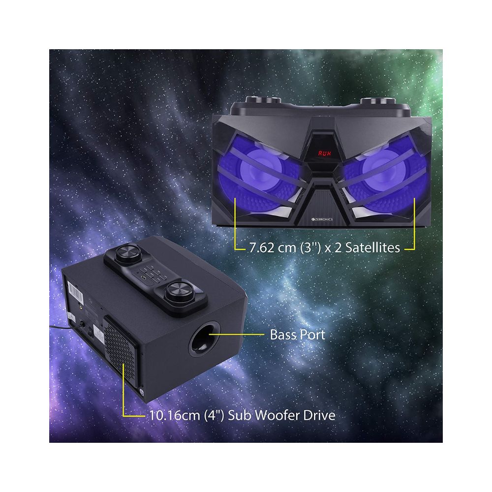 Zebronics Zeb-Space Car 20 W Bluetooth Party Speaker (Black, 2.1 Channel)