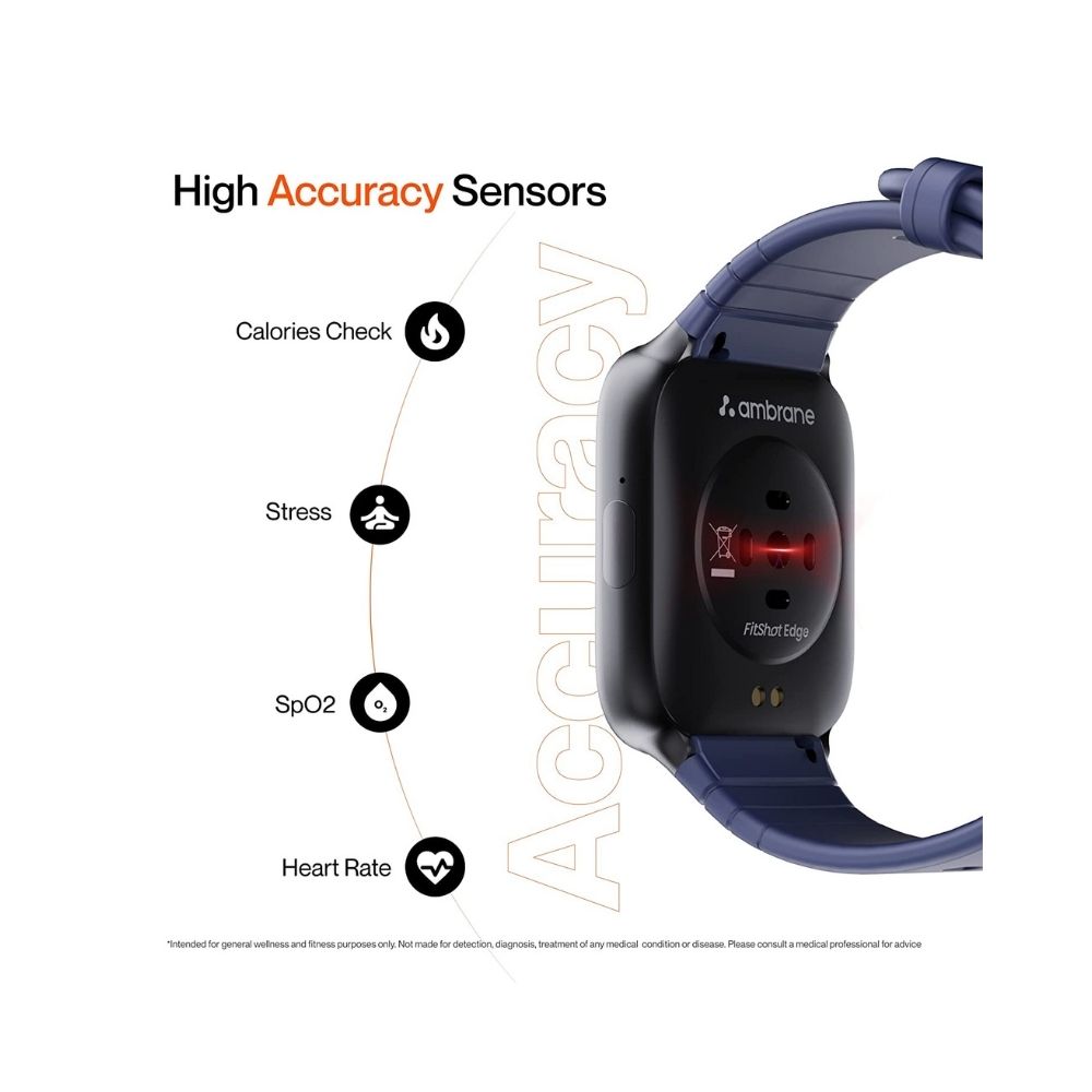 Ambrane Edge Smartwatch with 500 Nits Brightness 1.69