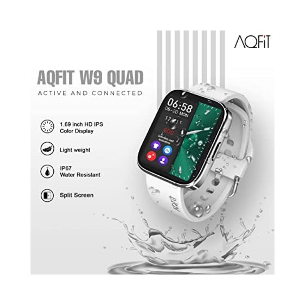AQFIT W9 Quad Bluetooth Calling Smartwatch For Men and Women, IP67 Water Resistant(Silver)