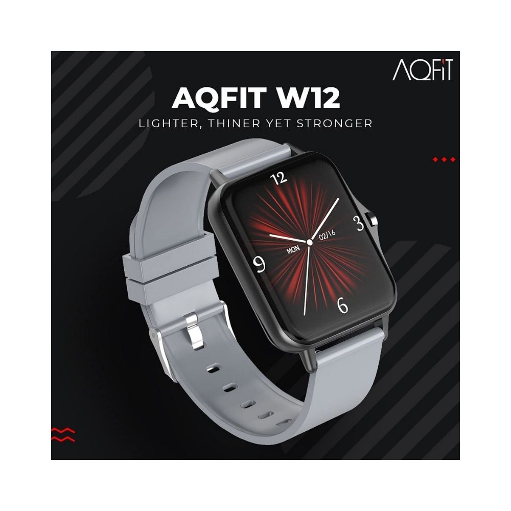 AQFIT W12 Smartwatch IP68 Water Resistant | 1.69” Full Touch Screen Display, for Men and Women(Dark Grey)
