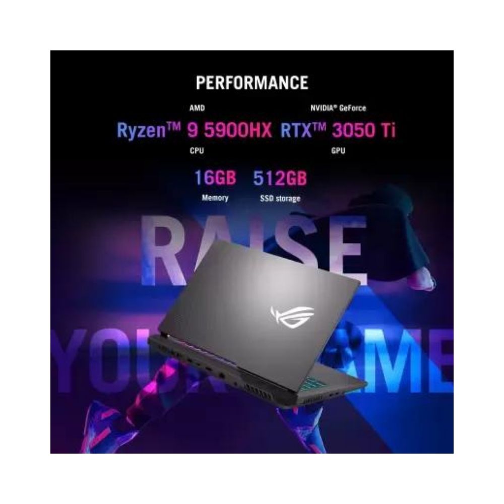 ASUS ROG Strix G15 Ryzen 9 Octa Core 5900HX - (16 GB/512 GB SSD/Windows 10 Home/4 GB Graphics/NVIDIA GeForce RTX 3050 Ti/144 Hz) G513QE-HN166TS Gaming Laptop(Eclipse Gray)