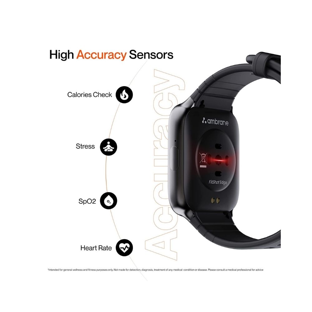 Ambrane Edge Smartwatch with 500 Nits Brightness 1.69