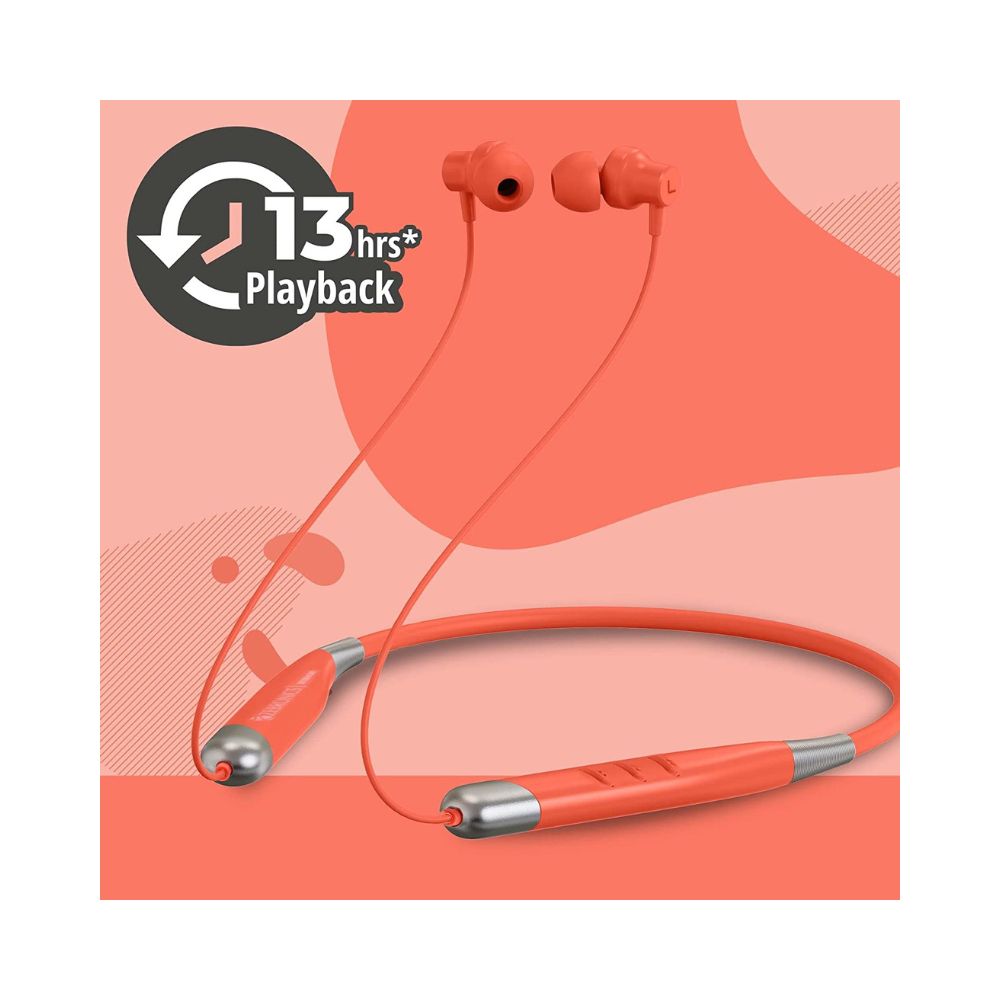 ZEBRONICS Zeb-Symphony Wireless Neckband Earphone with BT v5.2, Type C Charging-(Red)