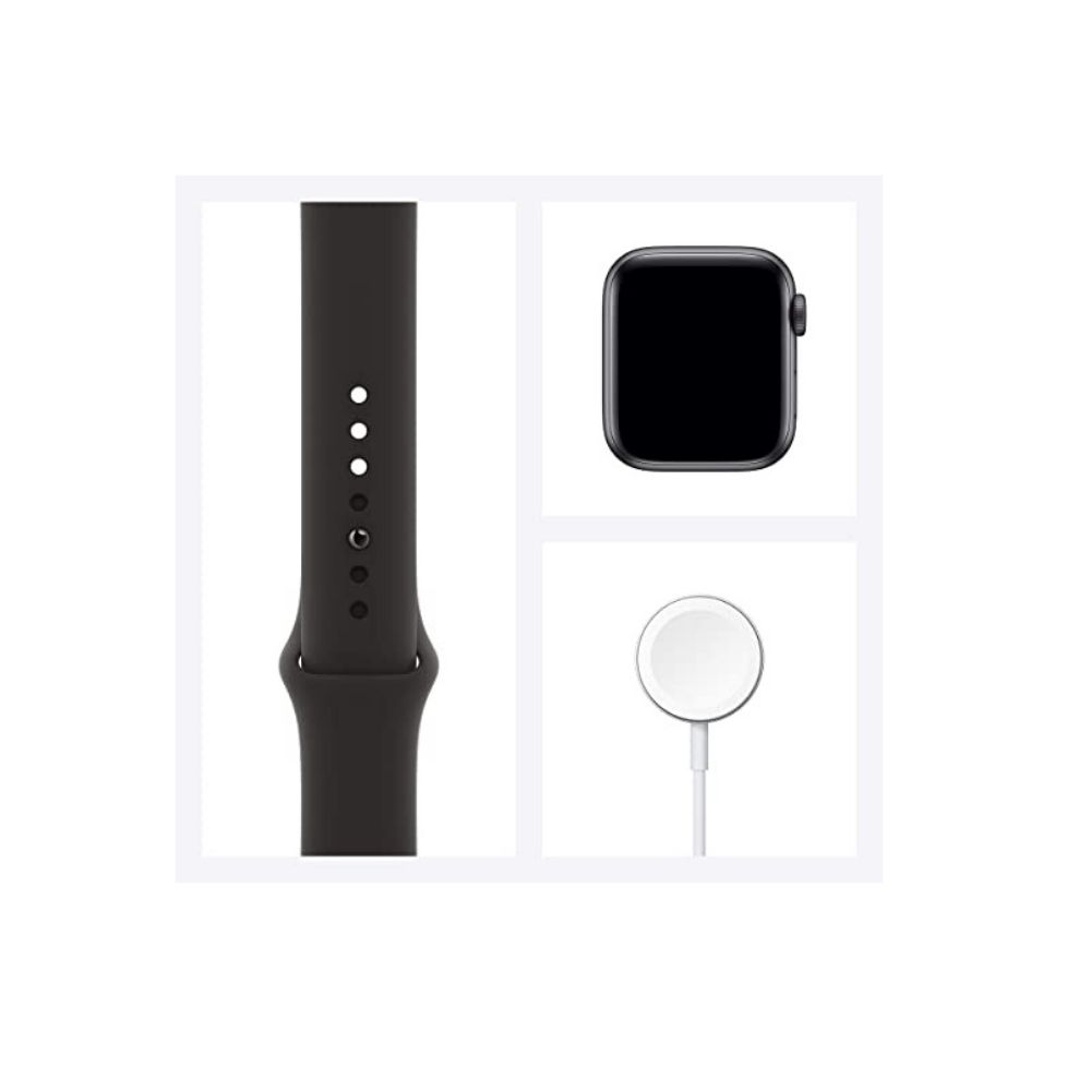Apple Watch Series 6 GPS MG133HN/A 40 mm Space Grey Aluminium Case with Black Sport Band  (Black Strap, Regular)