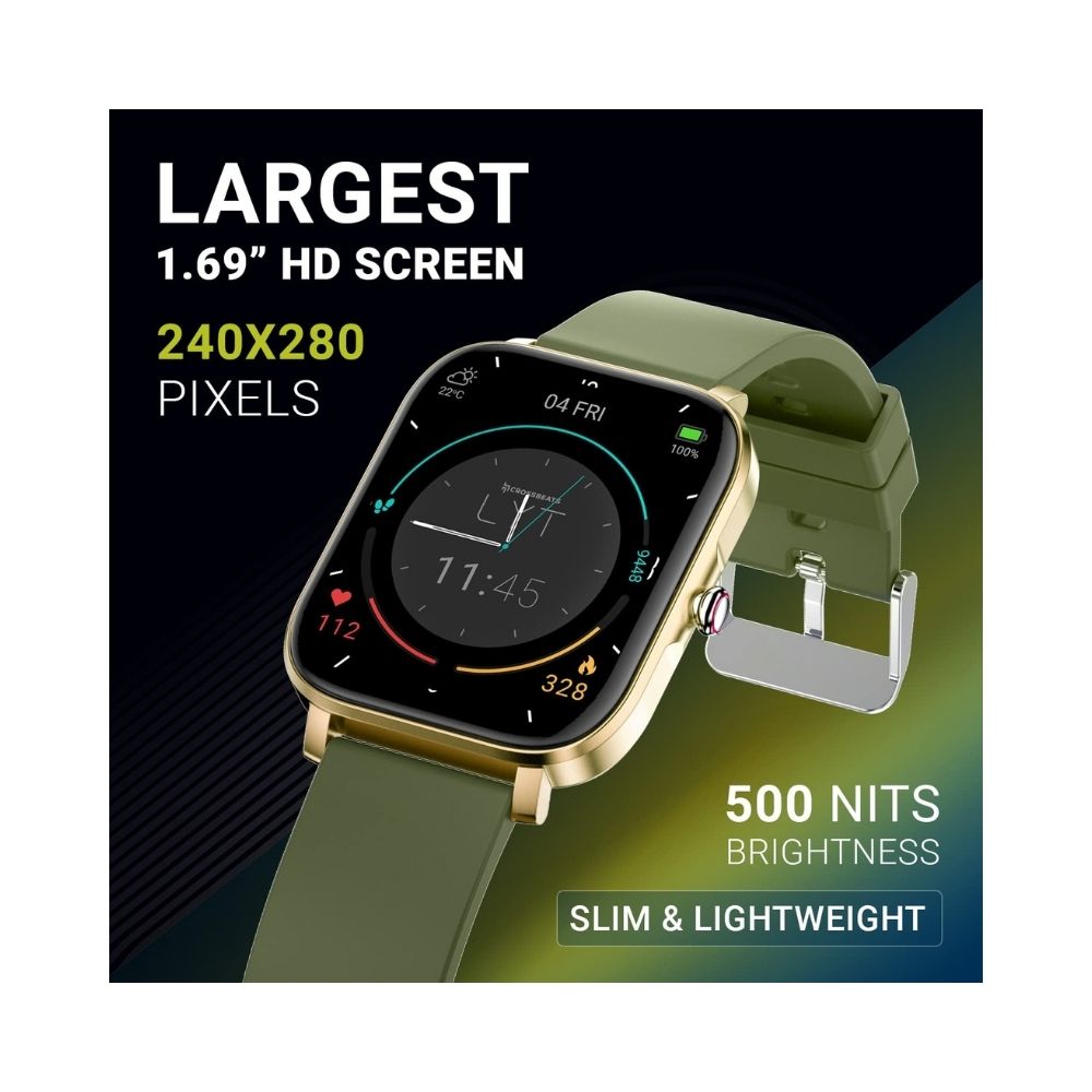 Crossbeats Ignite LYT Spo2 1.69” HD Display 500 nits Brightness Display Smart Watch for Men & Women - Zenith Gold