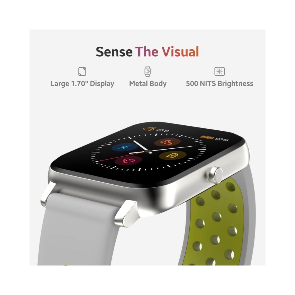 TAGG Verve Sense Smartwatch with 1.70'' Large Display - Silver Yellow, Standard