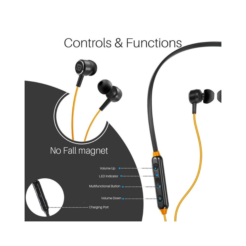 Portronics Harmonics One POR-1143 Wireless Bluetooth 5.0 Sports Headset with High Bass-Orange