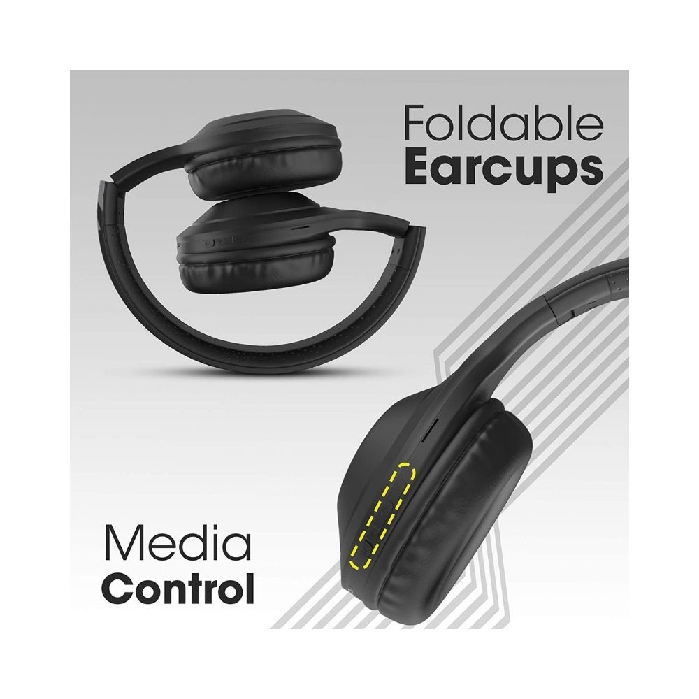 Zebronics Zeb Duke 101 Wireless Headphone with Mic, Supporting Bluetooth 5.0, AUX Input Wired Mode-(Black)