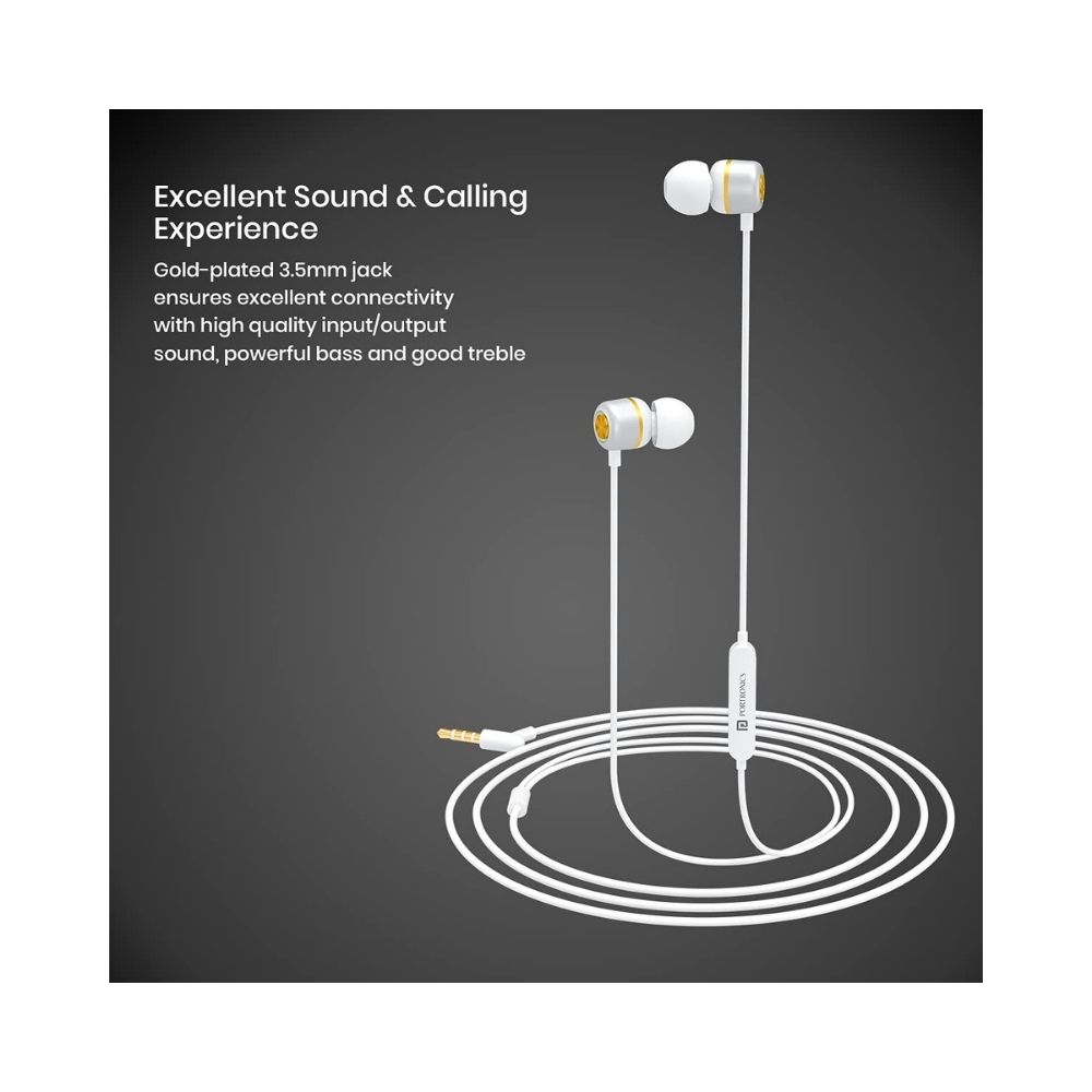 Portronics Conch 10 in-Ear Wired Earphone with 3.5mm Jack-(White)