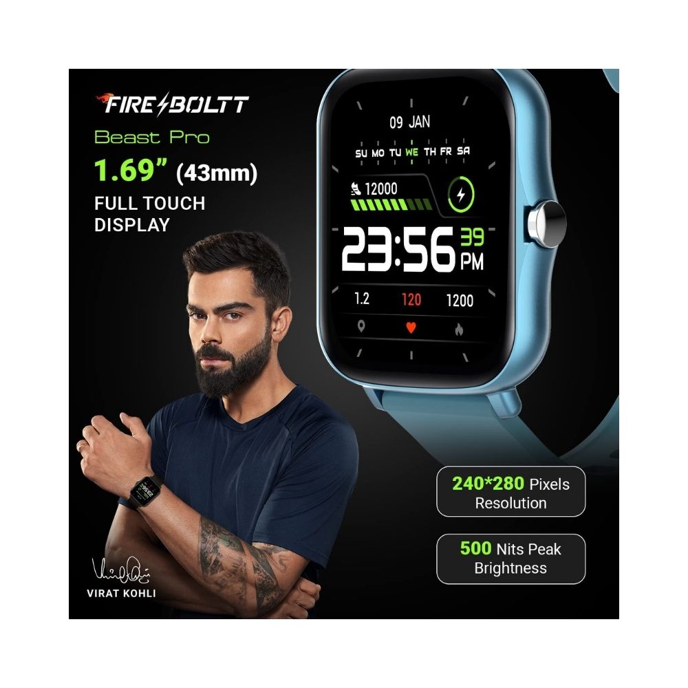 Fire-Boltt Beast Pro Smartwatch with TWS Pairing - Blue (BSW016)