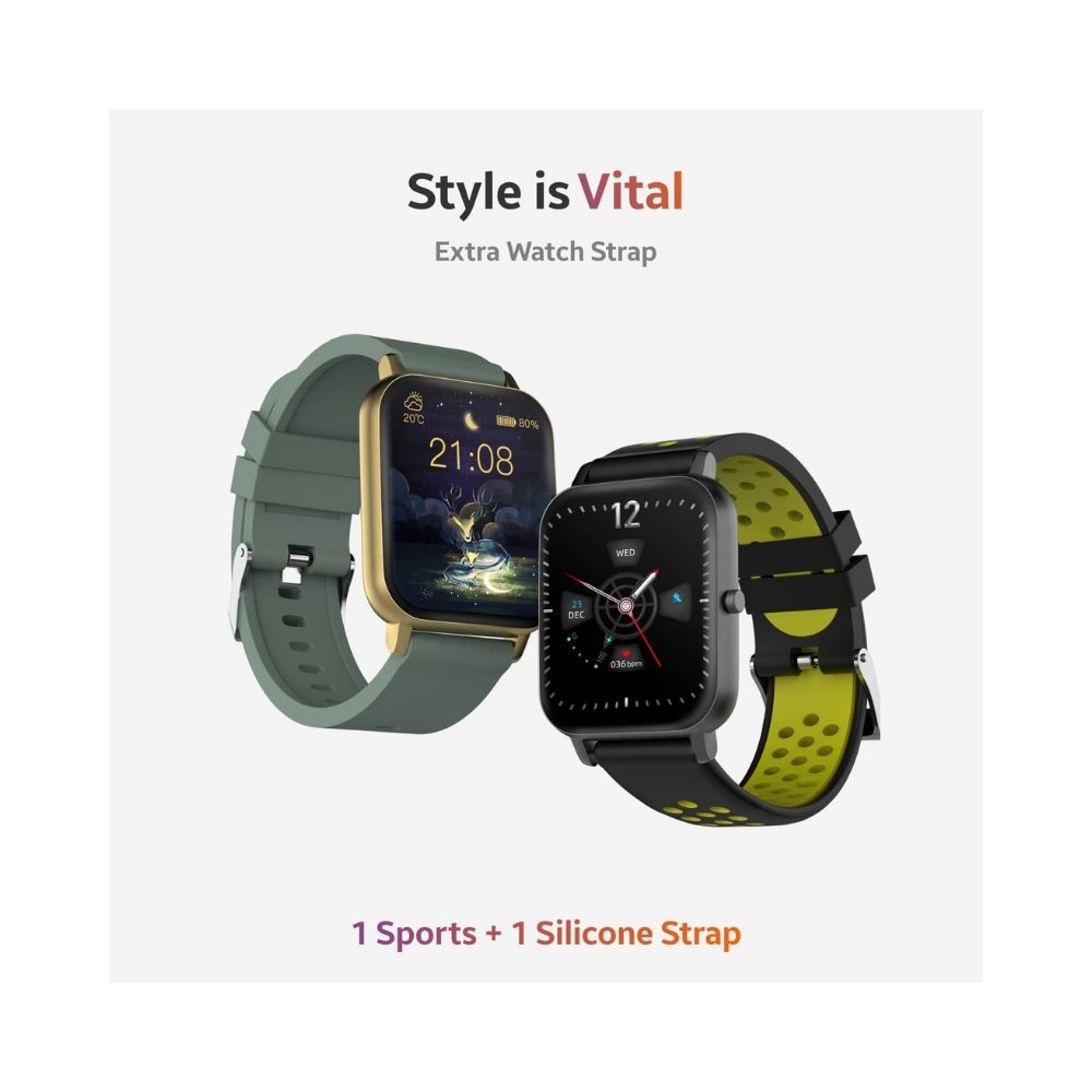 TAGG Verve Sense Smartwatch with 1.70'' Large Display - Green Black