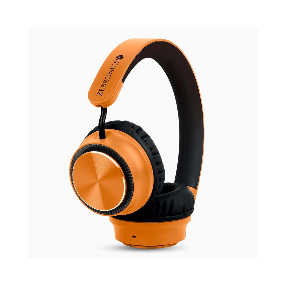 Zebronics Zeb-Bang PRO Bluetooth v5.0 Headphone, Type C Charging, 40mm Driver and AUX.(Orange)