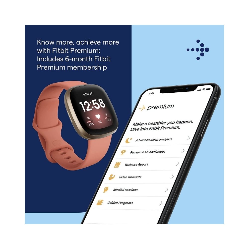Fitbit Versa 3 FB511GLPK Health & Fitness Smartwatch (Pink/Gold)