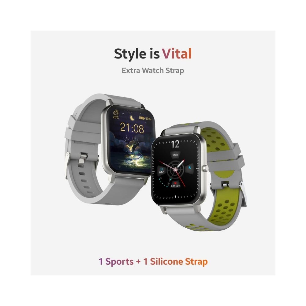 TAGG Verve Sense Smartwatch with 1.70'' Large Display - Silver Yellow, Standard