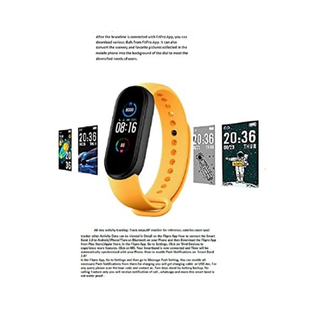 SHOPTOSHOP Smart Band 2.3 – Fitness Band, 1.1-inch Color Display, Activity Tracker , Men’s and Women’s (Yellow)