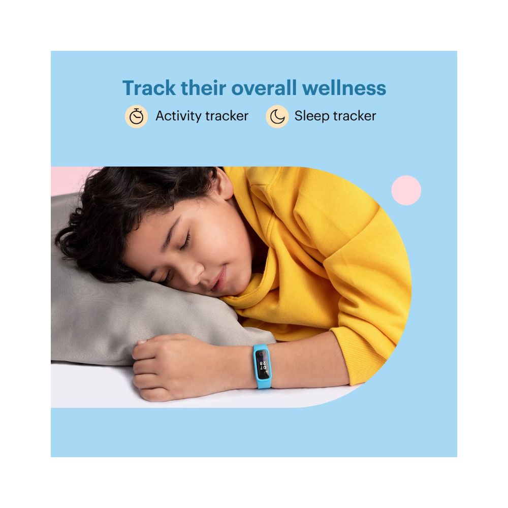 Noise Champ Smart Band for Kids with 7 Alarms (Brush Teeth, Study Time & More), Lightweight (Peppy Blue)