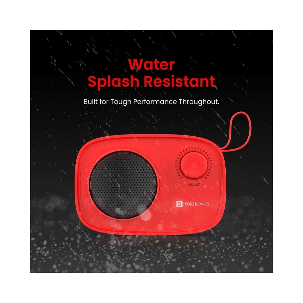 Portronics Pixel 2 Wireless Bluetooth Portable Speaker with Micro SD, 3.5mm Aux, 3W Output, Retro Volume Knob(Red)