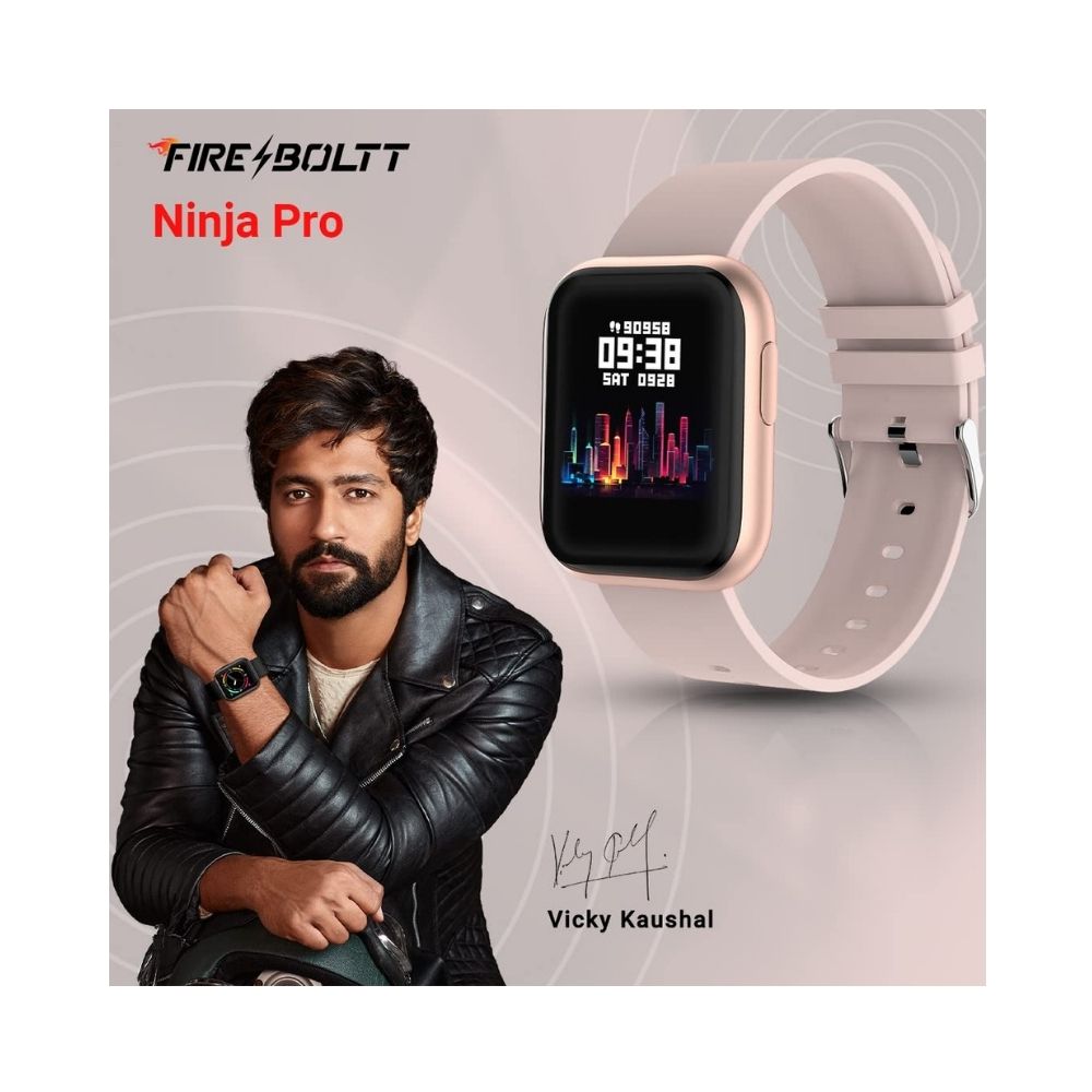 Fire-Boltt Ninja Pro Full Metal SpO2 Smartwatch (Beige Strap, Free Size)