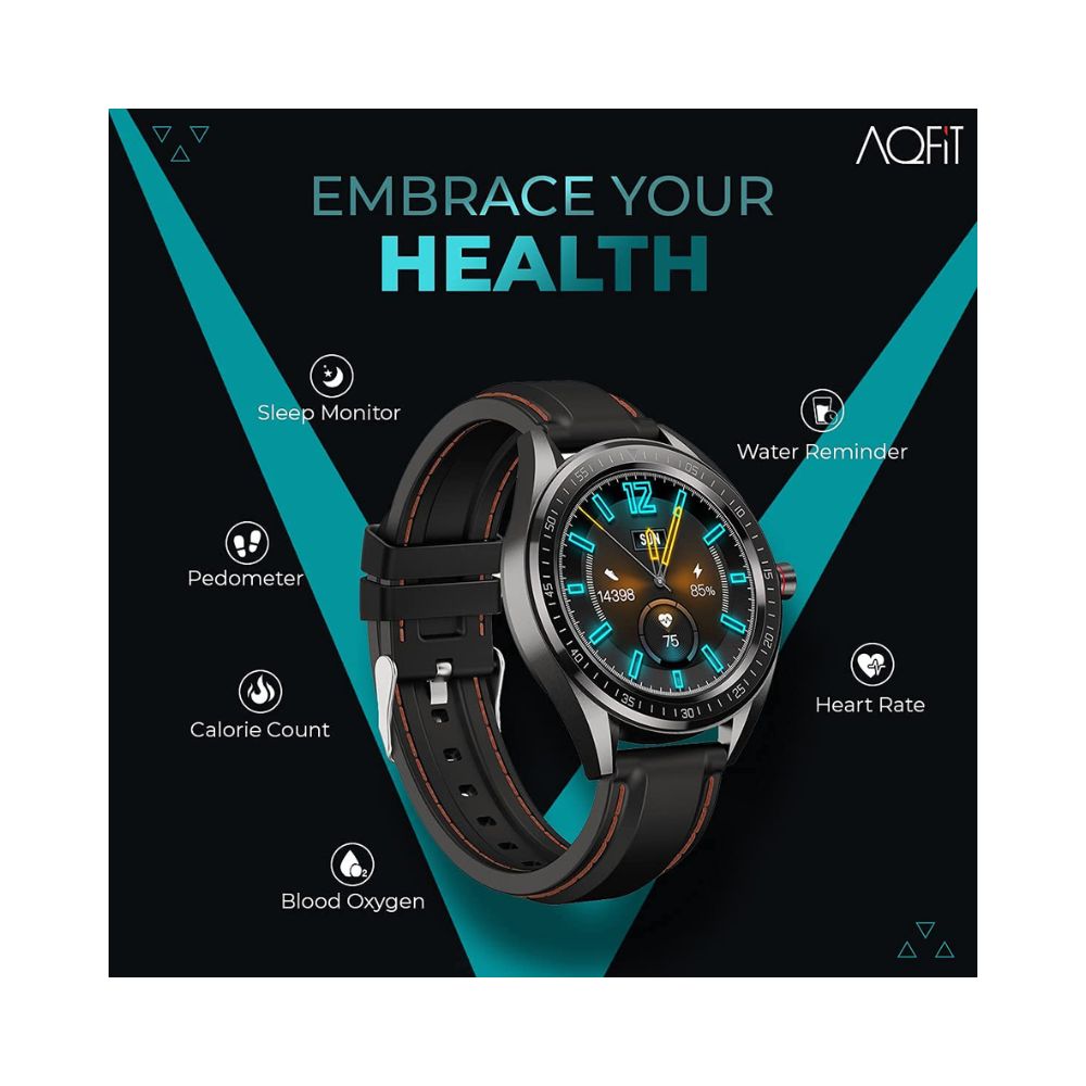 AQFIT W14 Fitness Smartwatch Activity Tracker, Waterproof,  for Men and Women(Black Orange)