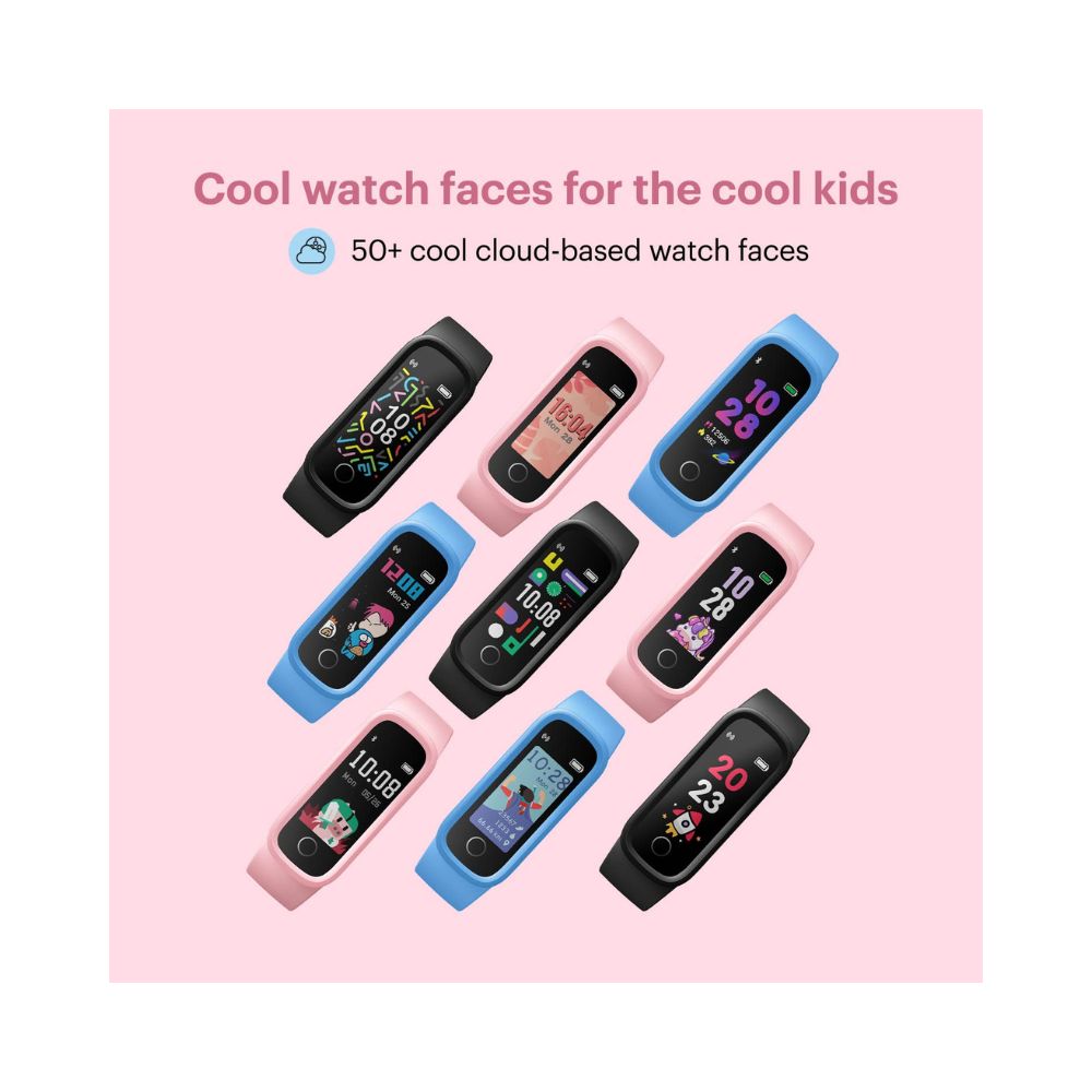 Noise Champ Smart Band for Kids with 7 Alarms (Brush Teeth, Study Time & More), Lightweight (Candy Pink)
