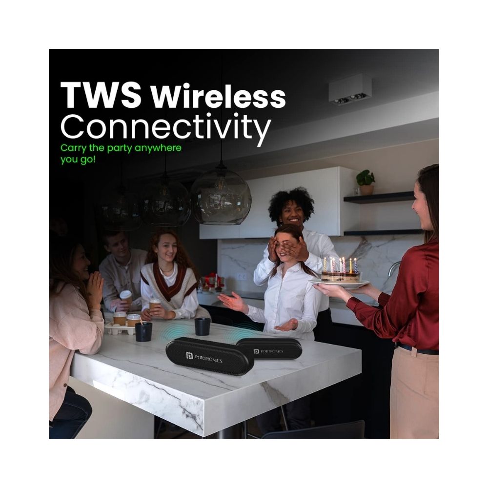 Portronics Phonic 15W Portable Wireless Bluetooth Speaker with TWS - (Black)