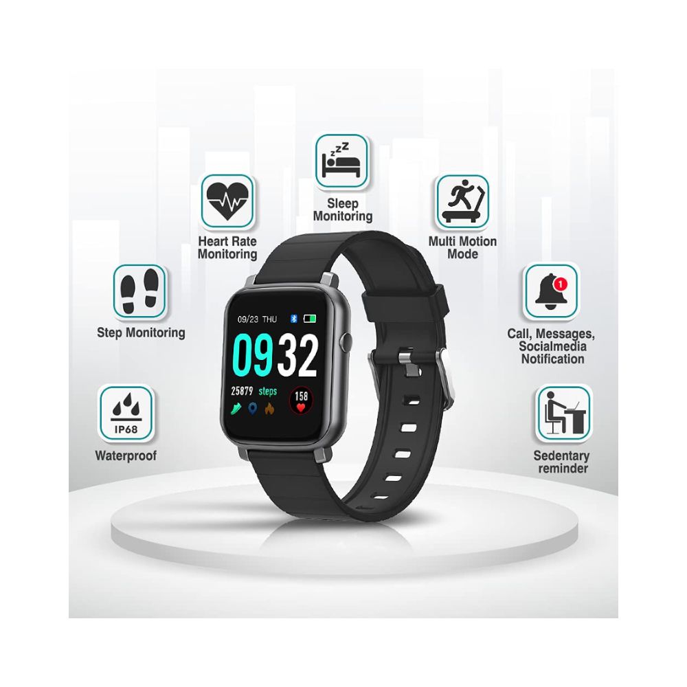 French Connection F1 Touch Screen Unisex Smartwatch with Heart Rate & Blood Pressure Monitoring - Black1