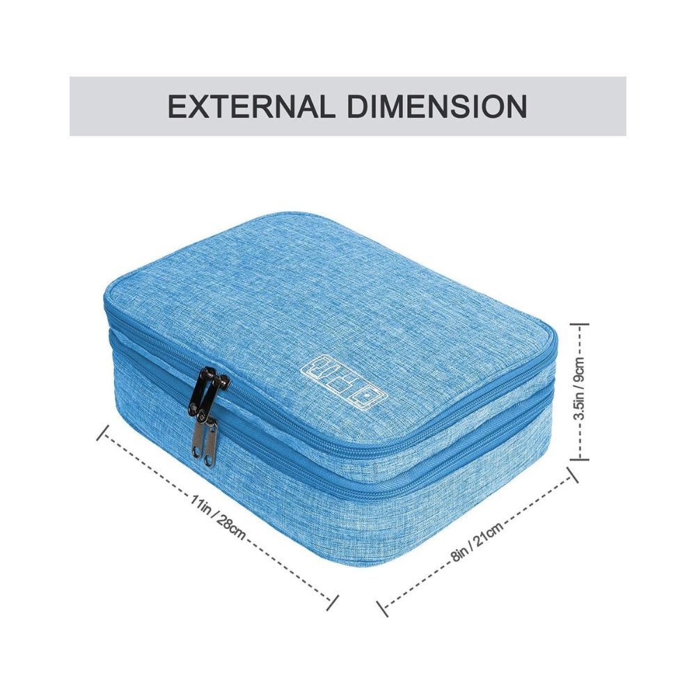Aavjo Electronics Cosmetics Travel Organizer, Portable Bag (Double Layer - Blue)