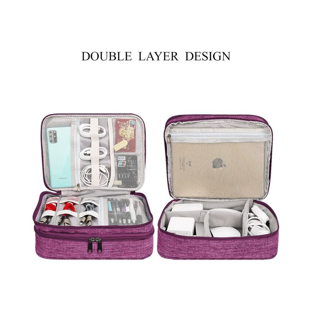 Aavjo Electronics Cosmetics Travel Organizer, Portable Bag(Double Layer - Purple)