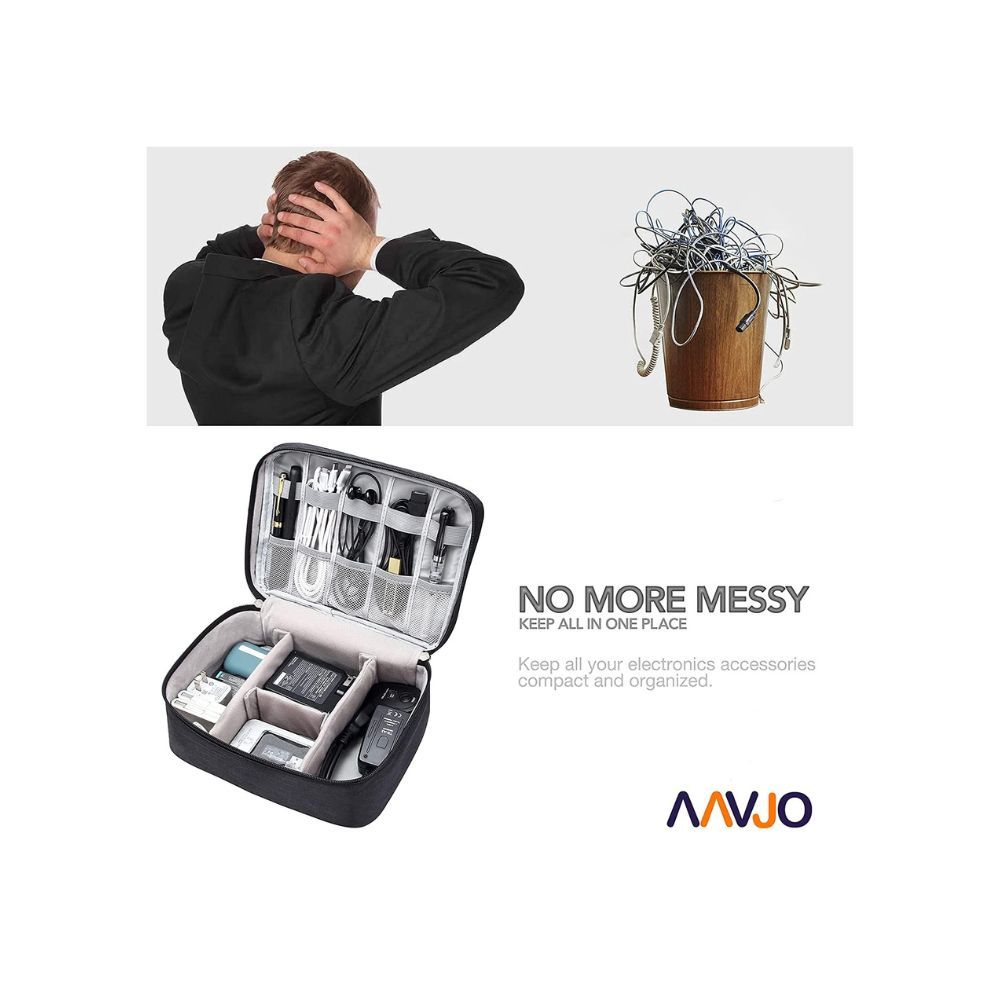 Aavjo Electronics Cosmetics Travel Organizer, Portable Bag (Black)
