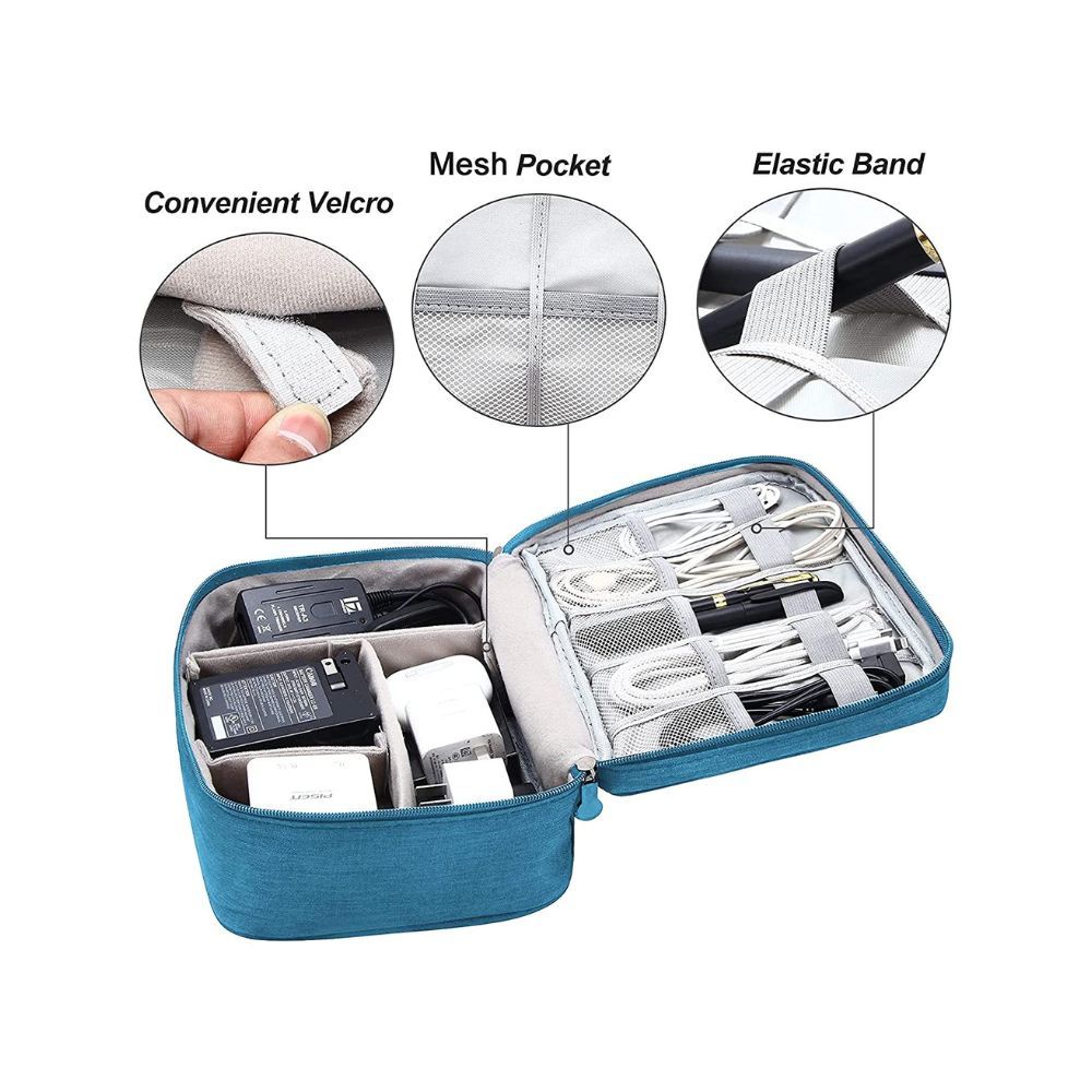 Aavjo Electronics Cosmetics Travel Organizer, Portable Bag  (Blue)